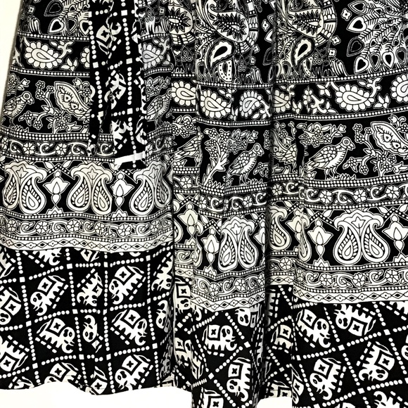 New Black White India new 100% cotton wrap Skirt - Picture 3 of 5
